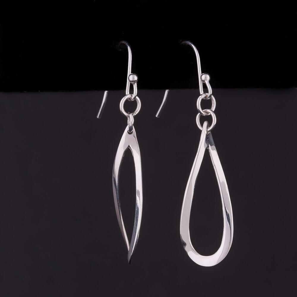 925 Sterling Silver Freeform Dangle Earrings